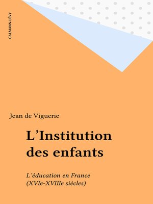 cover image of L'Institution des enfants